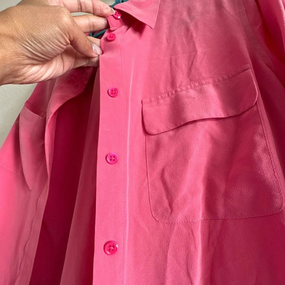 Equipment Femme Silk Blouse Rasberry Pink Long Sleeve Button Down Womens Small - Picture 3 of 10